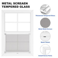 14″x21″ Shed Windows 2 Pack – Clear Tempered Glass, Metal Screen, Aluminum, Outd