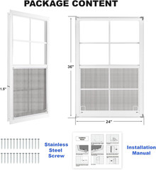 Large 24″x36″ Shed Windows 2-Pack with Tempered Glass & Metal Screen