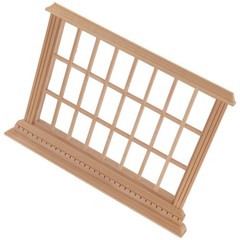 Unfinished Beige Mini Wood Window Frame for Dollhouse and Model House Decor
