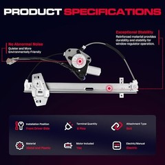 Front Driver Side Power Window Regulator with Motor (6 Pins) Front Driver (LH)