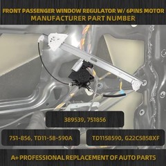 Power Window Regulator with Motor with 6Pins Motor Front Passenger Side