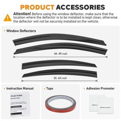 Shatterproof Taped-On Window Deflectors for Toyota Camry 2025 2026 with Black…