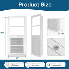 Shed Windows 2 Pack, 10″X23″ Sliding Windows Transom Window with Tempered