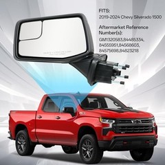 Driver Side Door Mirror for 2019-2024 Chevy Silverado 1500, with Heated Left