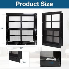 2 Pack 24×24 Shed Windows with Tempered Glass & Fiberglass Screen for Coop, Barn