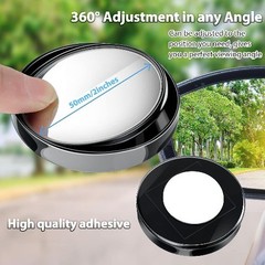 4 Pcs 2 Inch Round Convex Blind Spot Mirrors with Frame, 360-Degr Color: Black