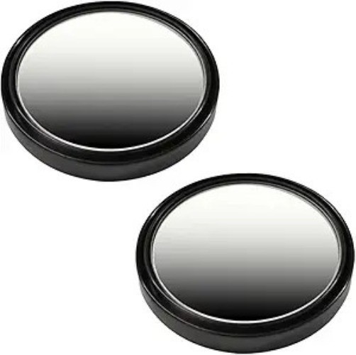 2″ Round HD Glass Convex Rear View Mirror, 360° Rotating Wide Ang Color: Black