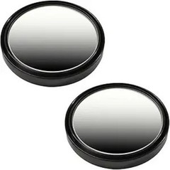 2″ Round HD Glass Convex Rear View Mirror, 360° Rotating Wide Ang Color: Black