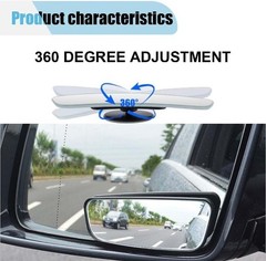 2PCS Rimless Rearview Blind Spot Mirror, 3.7″ x 1.4″ HD Wide Ang Size: Rimless