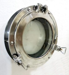 12″ Canal Boat Porthole Window Glass Porthole Home Decorative (Shiny Silver)