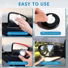 2 Inch Adjustable Blind Spot Mirror with Frame, HD Glass Ro Size: 2 Pack Black