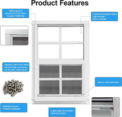 Neatiease Upgraded Shed Windows 2 Pack, 30″ X 36″ Windows with Tempered Glass an