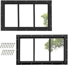 10″x18″ 2 Pack Shed Transom Windows, White Fixed Window with Tempered Glass,