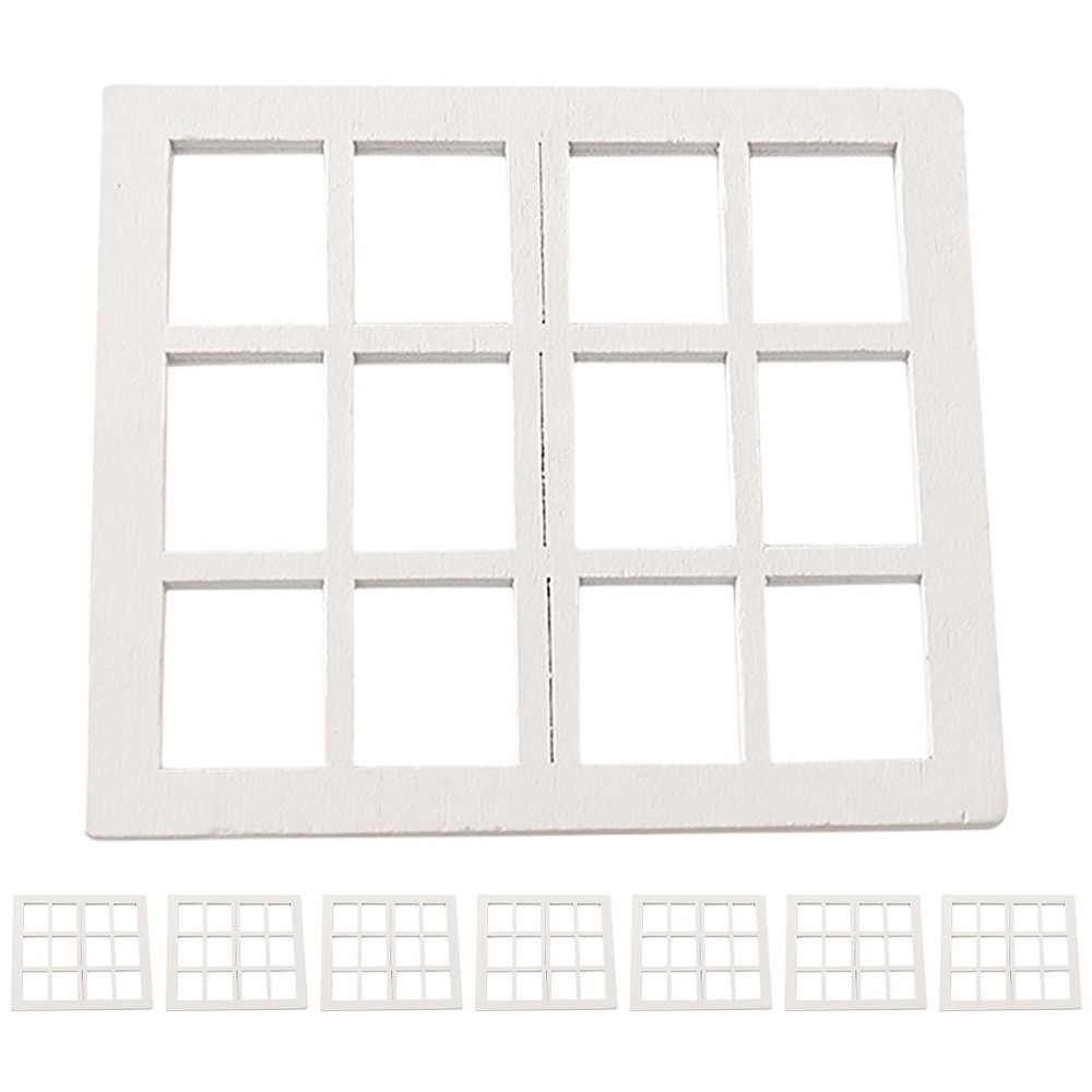 8pcs Dollhouse Window Frame Models – Wooden Miniature Bedroom Furniture For