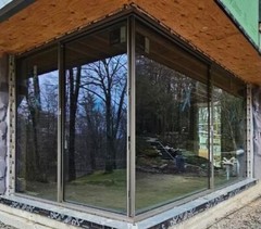 Large triple pane insulated glass panels.