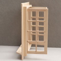 4 Pack of Durable Mini DIY Wooden Windows Khaki Color Miniature Home Decor