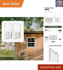 2 Pack Shed Windows 18″ x 23″ Flush Mount Window with Tempered Glass,House Sm…