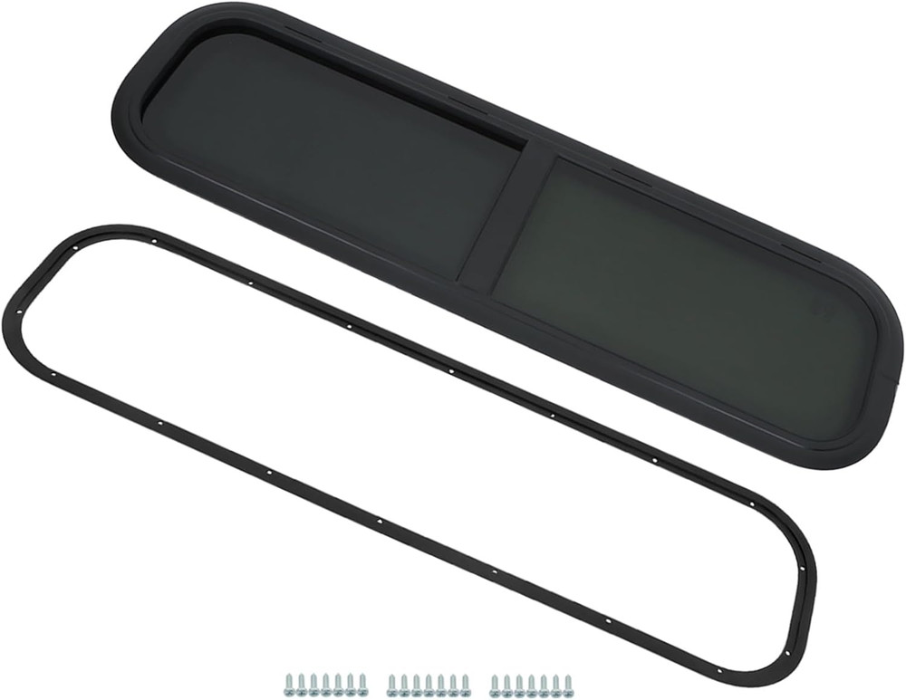 Aluminum Alloy RV Sliding Pull up Window 42W X 12H with DOT Certification, Black