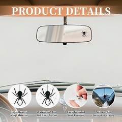 Spider Vanity Mirror Decal Sticker, 3PCS Waterproof Rearview Mirror Decor for Ca