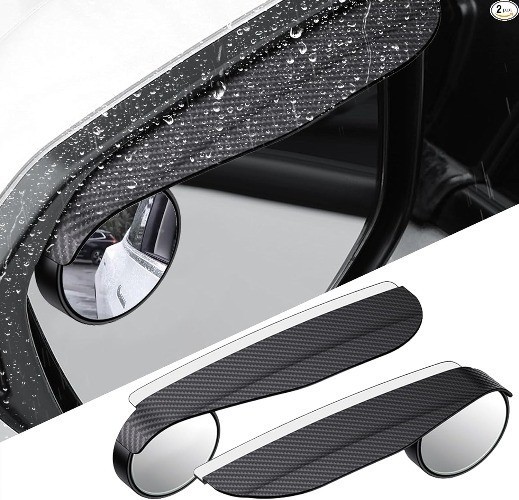 2PCS Blind Spot Mirrors, 2-in-1 Carbon Fiber Rain Eyebrow Reflective Protection