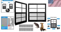 Shed Windows 30×30 Black Tempered Glass Stainless Steel Mesh