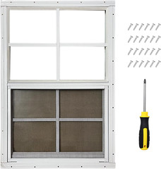 18″X27″ Shed Window for Chicken Coop, Playhouse and Mobihome, White Shed Windows