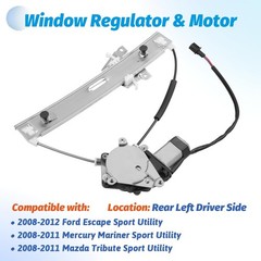Rear Left Driver Side Power Window Regulator with Motor Compatible with Ford