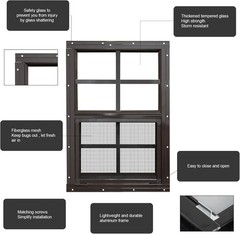 2 Pack Shed Windows with Black Frame, 14 x 21 Small Window,Tempered Glass