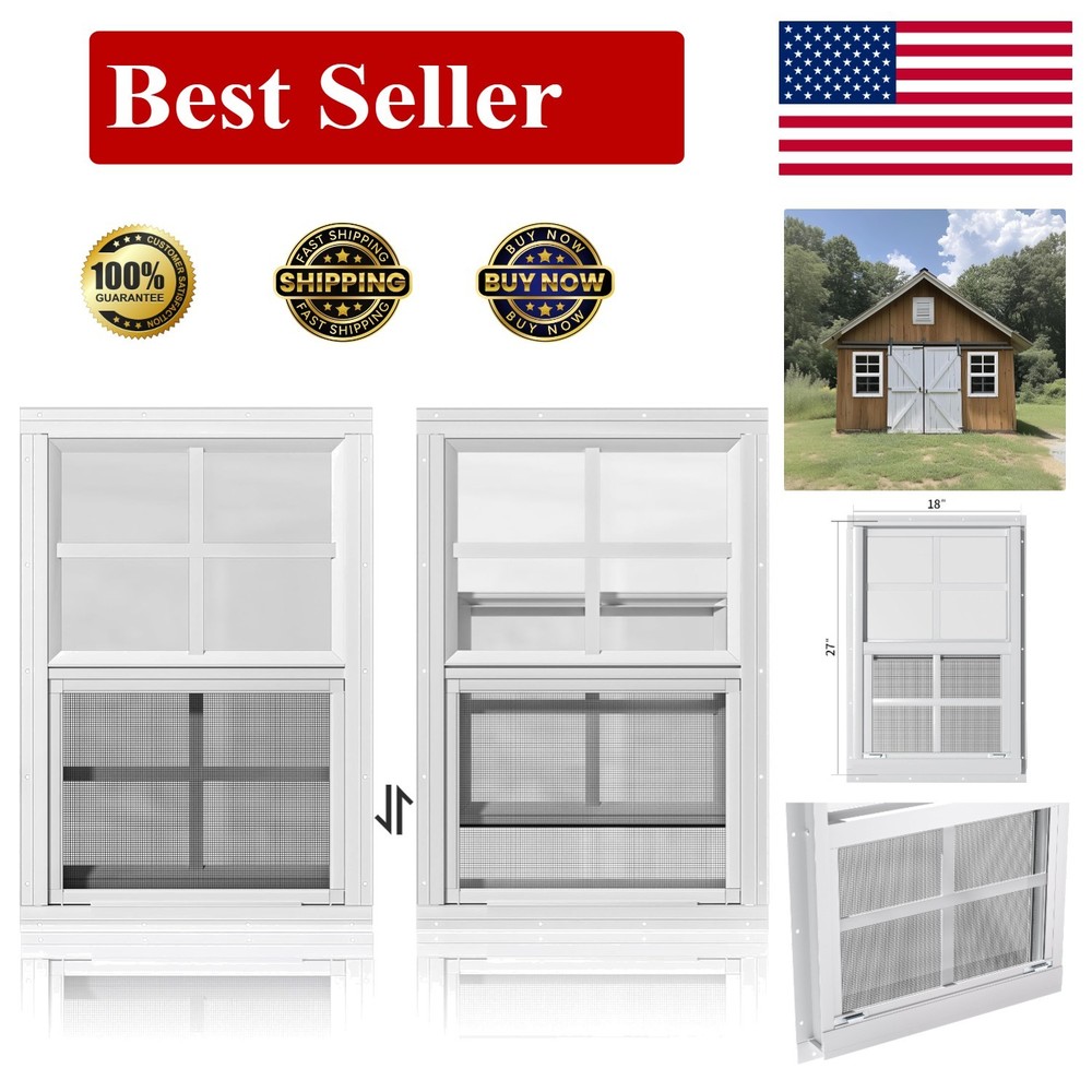 Sleek White 18″ x 27″ Aluminum Shed Windows – 2 Pack for Easy Installation