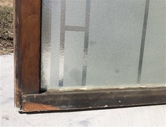 Etched Frosted Clear Glass Vintage Church Window, Architectural Art Glass, J,