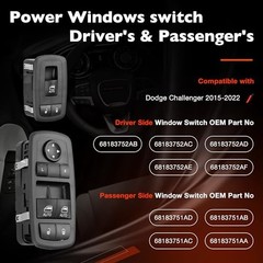 Power Window Switch Button Front Driver & Passenger Side – Compatible with
