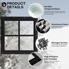 2 Pack 12″ x 12″ Shed Windows with Tempered Glass – Durable & Stylish Black