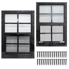 2 Pack Shed Windows with Black Frame, 24 x 36 Flush Mount Small Window with Temp